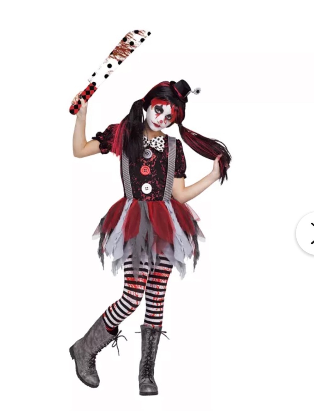 Killer Clown Costume for Kids 8-10 with Bleeding Machete Included